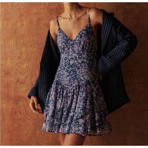 Abercrombie & Fitch Drop Waist Purple Ruffle Skirt Chiffon Mini Dress Size XS